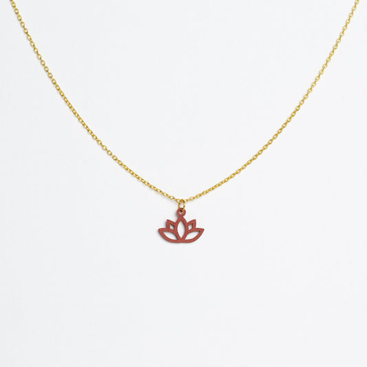 Halskette mit Holzanhänger - 'Lotus'