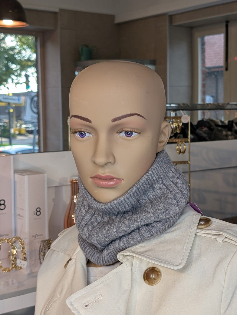 Halswärmer gefüttert flauschig warm Viskose Nylon Grau 20cm breit mit Innenfutter