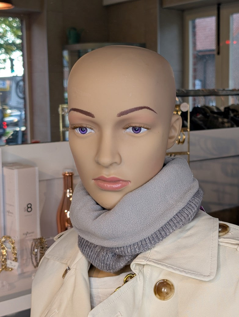 Halswärmer gefüttert flauschig warm Viskose Nylon Grau 20cm breit mit Innenfutter