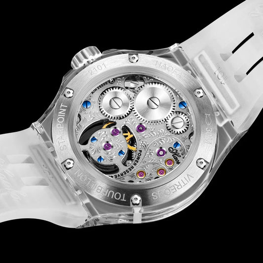 GMT Haofa tourbillon timepiece k9 crystal body sapphire lens day night feature watch