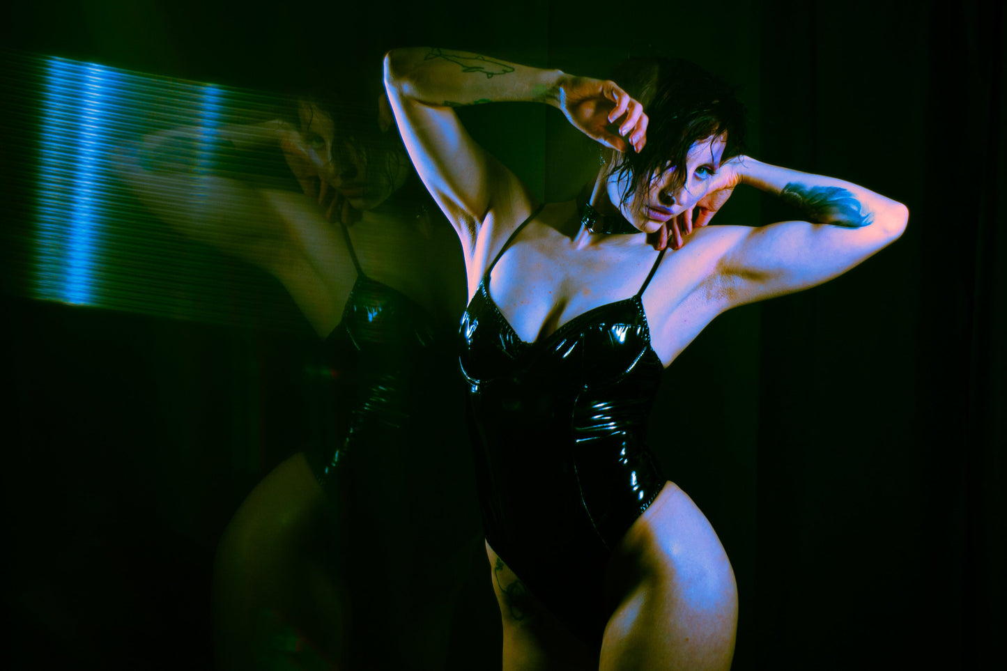 Latex Look Bodycon Bodysuit