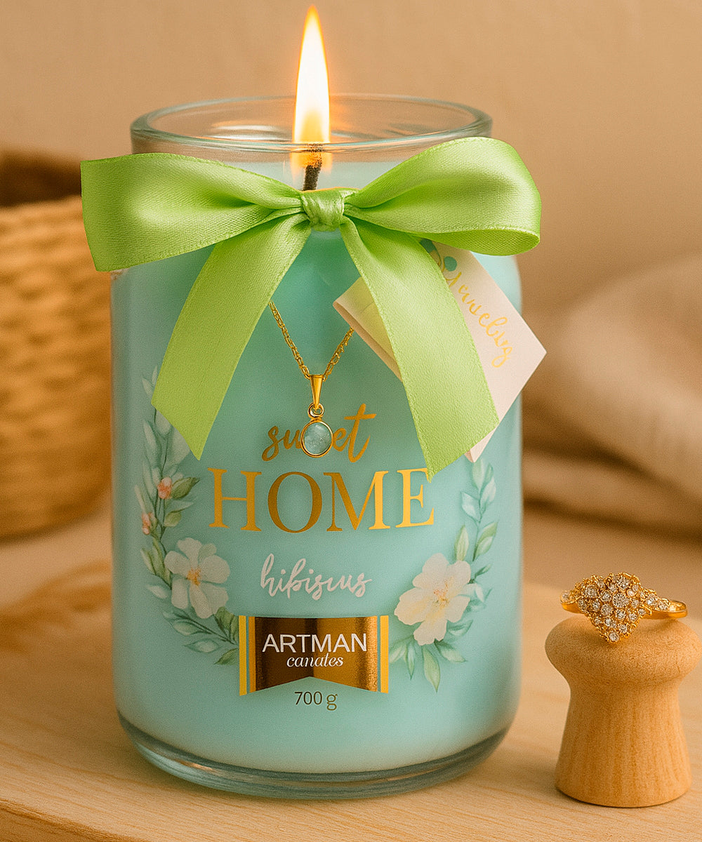 Schmuckkerze - XXL Duftkerze mit Schmuck - Luxus Edition