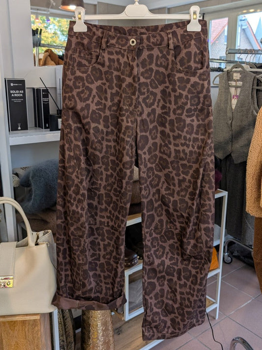 Hose Jeans Balloon Wide Leg Leo Muster Braun Baumwolle - von MIHO`S G02926