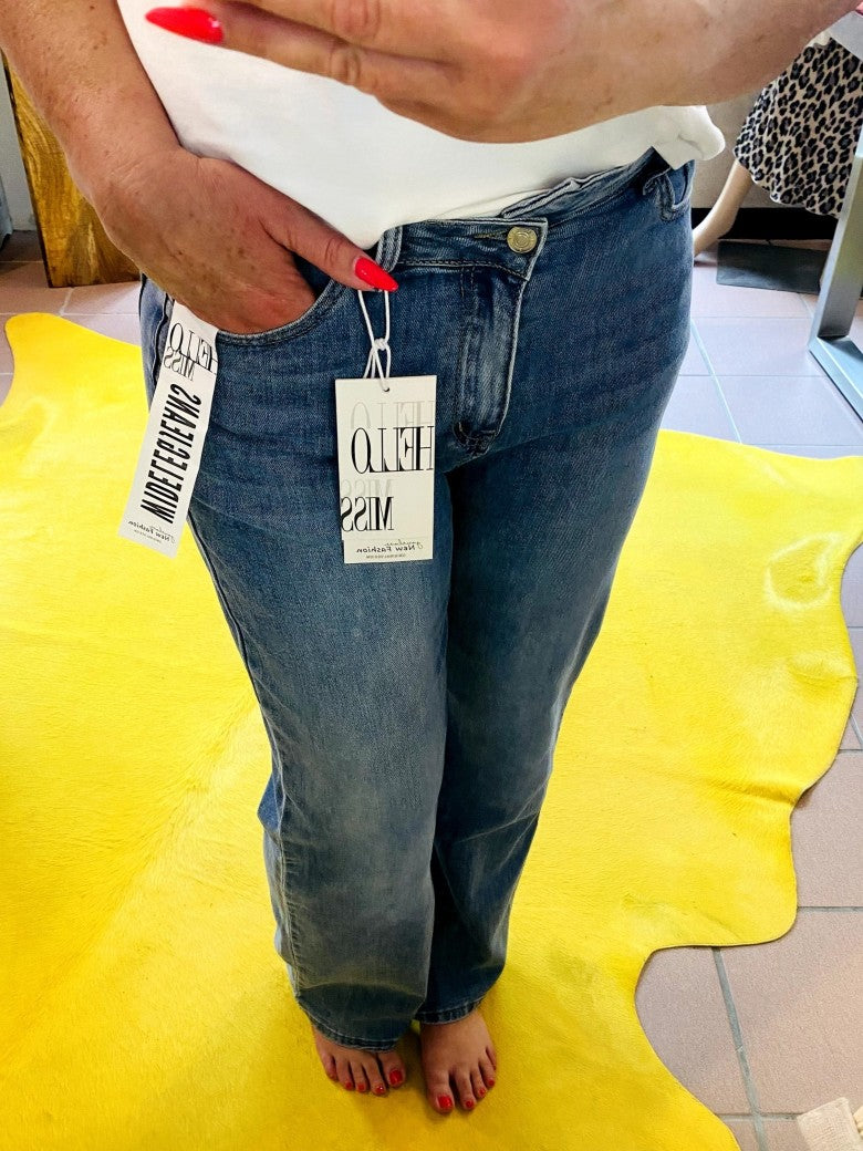 Hose Jeanshose HELLO MISS Blau in Wide Leg Form H823