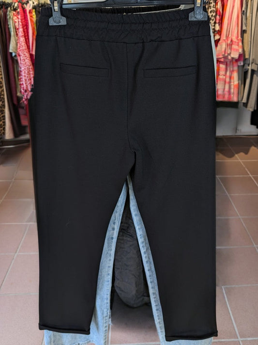 Hose Pants Viskose Bundfalte Schwarz Stoffhose Größe M 806-1550