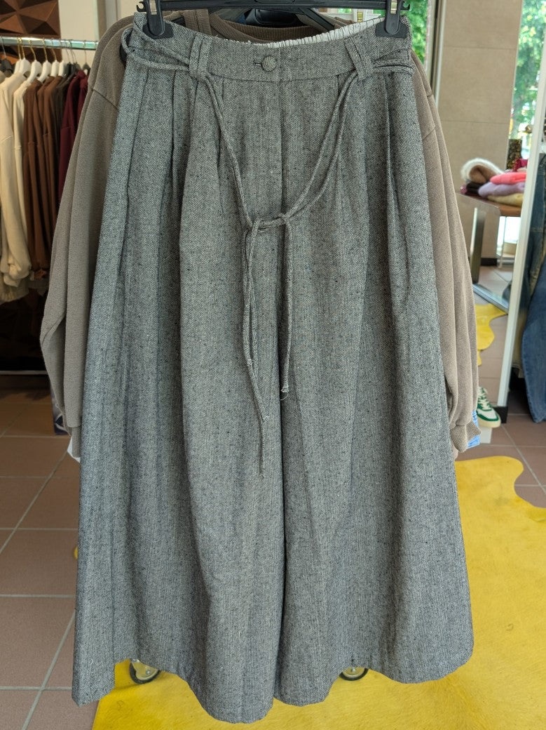 Hose Tweed Look Marlene Pants Wide Leg Hellgrau Grau S/M M/L - von GIOYA MD7371