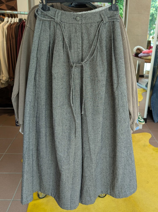 Hose Tweed Look Marlene Pants Wide Leg Hellgrau Grau S/M M/L - von GIOYA MD7371