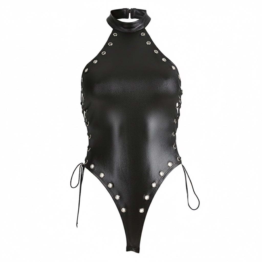 Tie-Up Patent Bodysuit