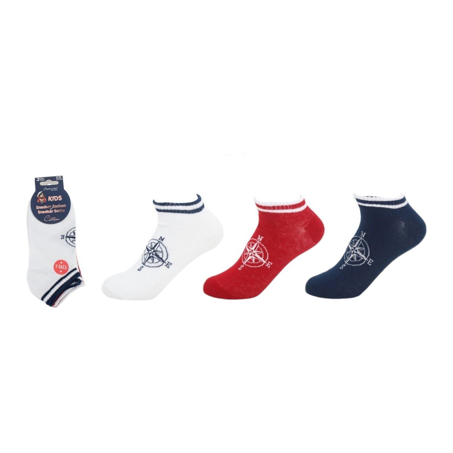 Kinder Sneaker 3er Pack » Socken Maritim Style » 3 Paar Kindersocken » Wollsocken