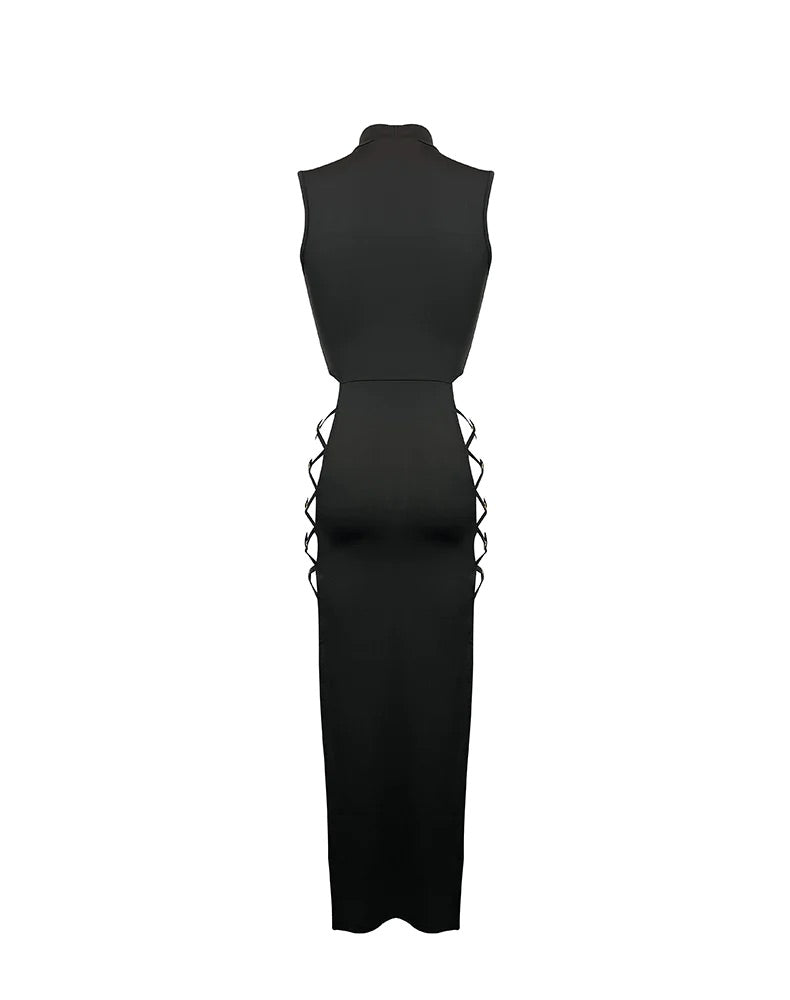 Elegant Black Sleeveless Bandage Dress