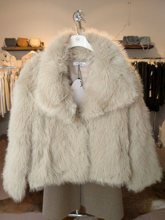 Jacke Hochwertiges Fake Fur Kunstfell Innenfutter Beige - Tyerre Trendy.ing 66033