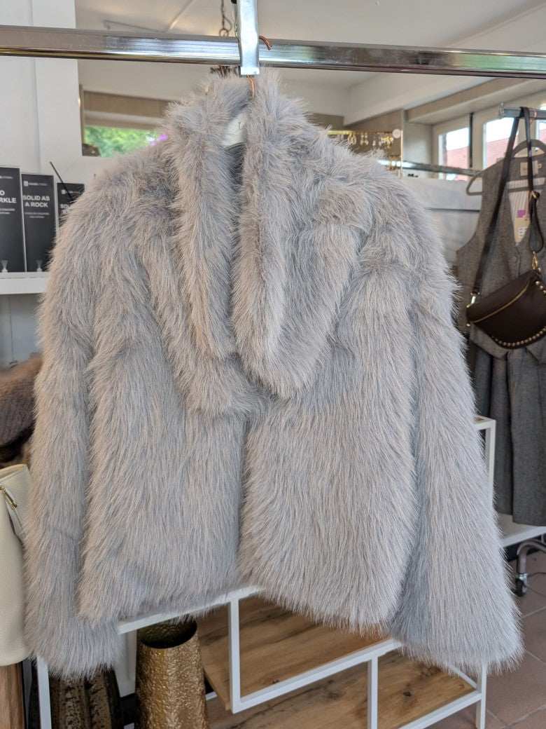 Jacke Hochwertiges Fake Fur Kunstfell Innenfutter Grau - Tyerre Trendy.ing 66033