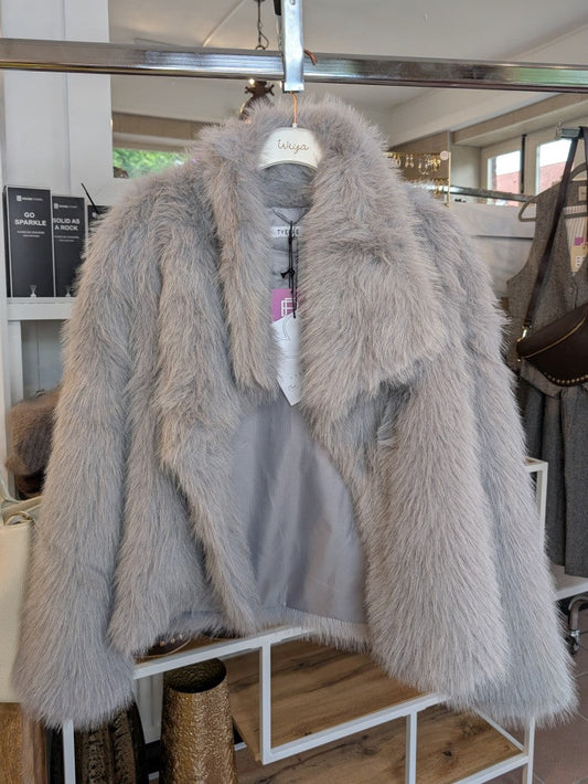 Jacke Hochwertiges Fake Fur Kunstfell Innenfutter Grau - Tyerre Trendy.ing 66033