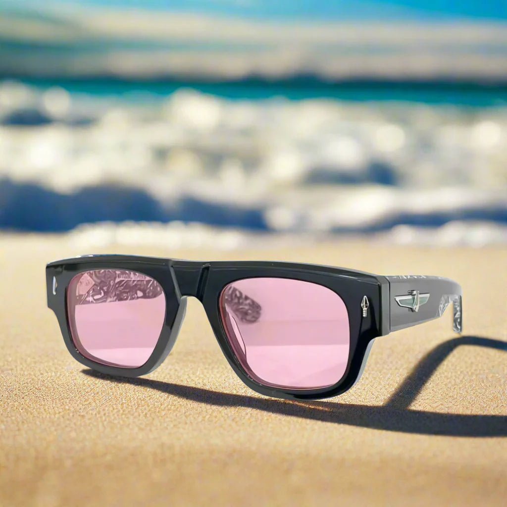 Jacques Marie Mage,THUNDERCLOUD thick solid acetate square Design sunglasses