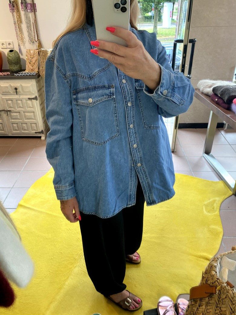 Jeans Hemd Oversized Denim Blau - One Size 3D-1501-1