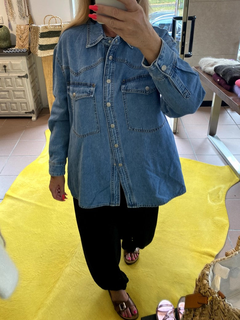 Jeans Hemd Oversized Denim Blau - One Size 3D-1501-1