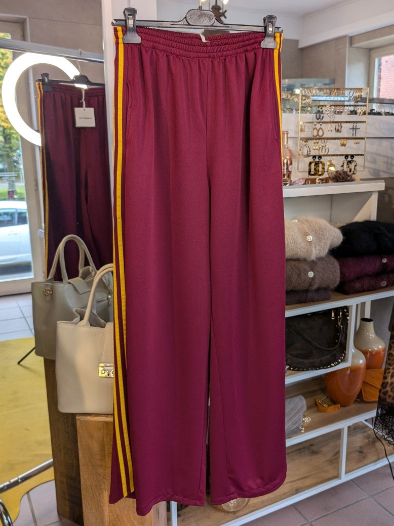 Hose Jogginghose 3 Streifen Burgund Rot Gelb Stripes One Size - von CHANCE OFF 6865