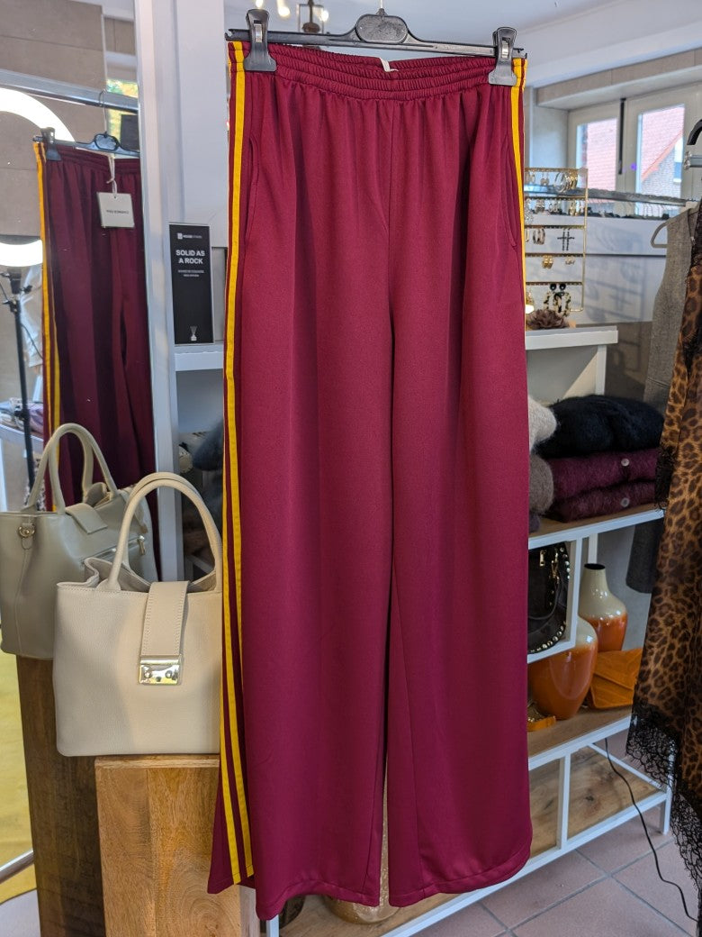 Hose Jogginghose 3 Streifen Burgund Rot Gelb Stripes One Size - von CHANCE OFF 6865