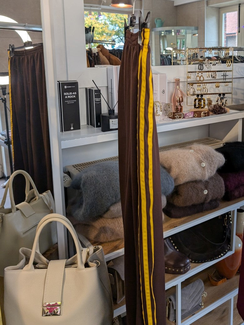 Hose Jogginghose 3 Streifen Coffee Braun Gelb Stripes One Size - von CHANCE OFF 6865