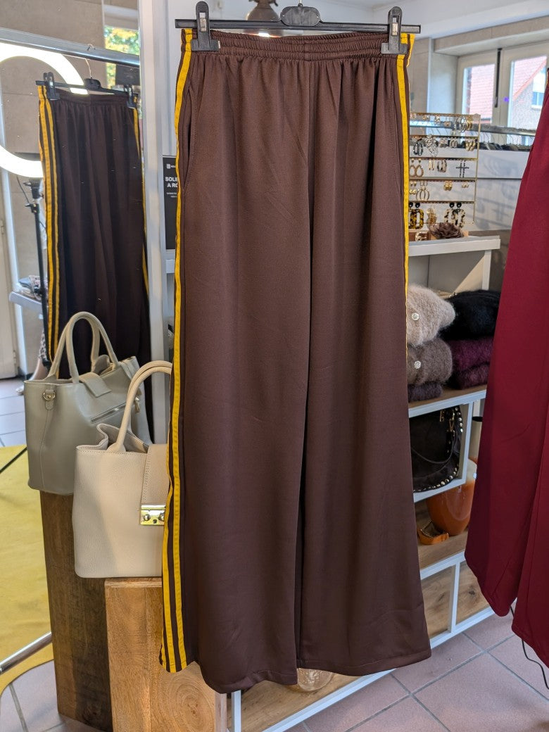 Hose Jogginghose 3 Streifen Coffee Braun Gelb Stripes One Size - von CHANCE OFF 6865