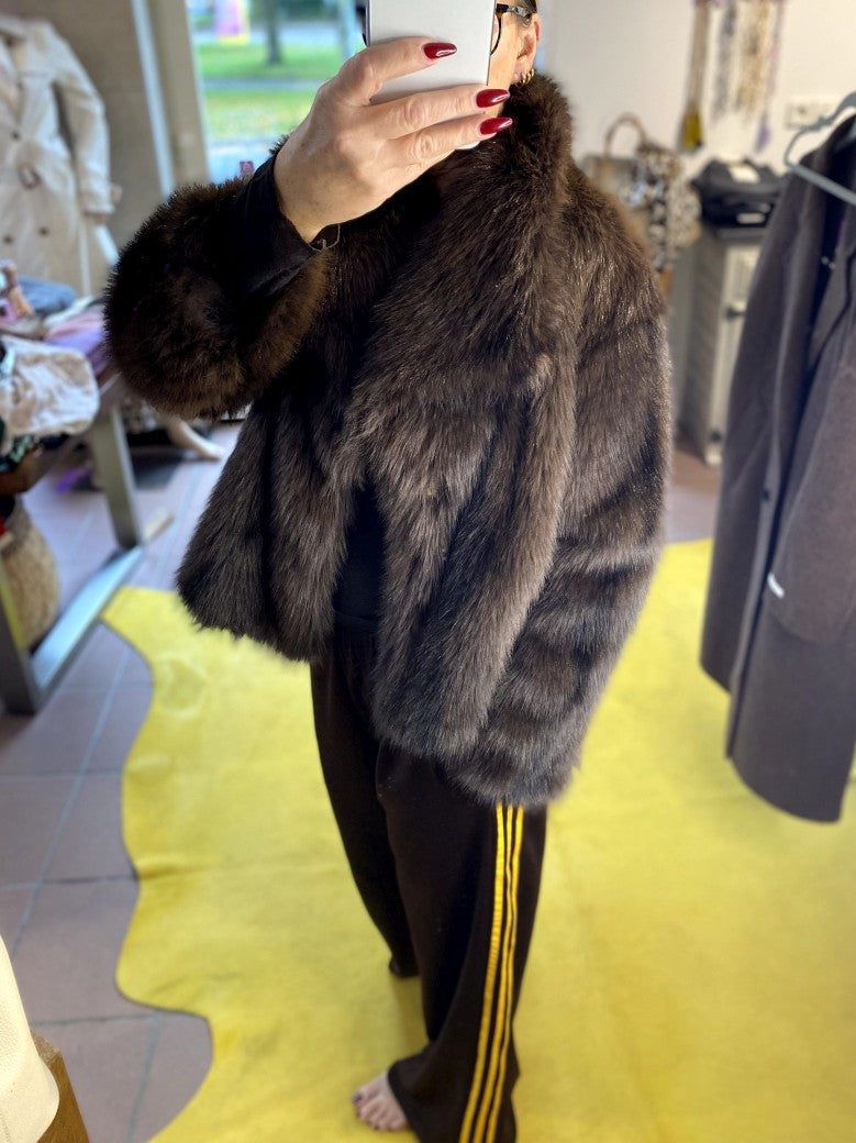 Jacke Hochwertiges Fake Fur Kunstfell Innenfutter Coffee Braun - Tyerre Trendy.ing 66032