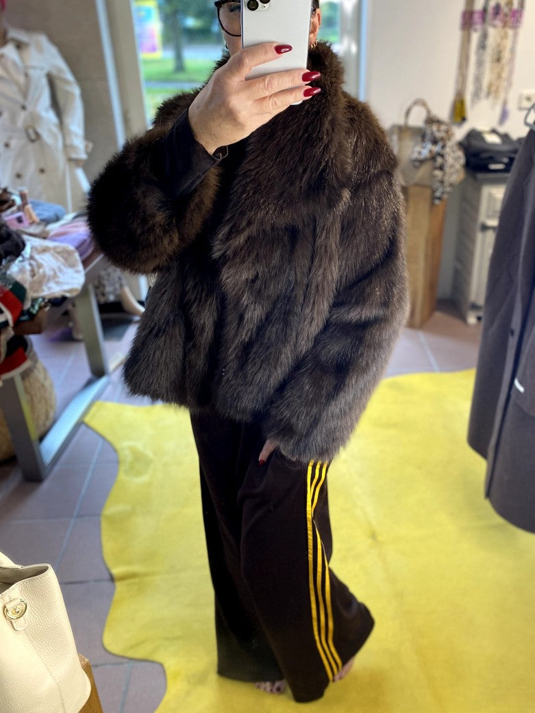 Jacke Hochwertiges Fake Fur Kunstfell Innenfutter Coffee Braun - Tyerre Trendy.ing 66032