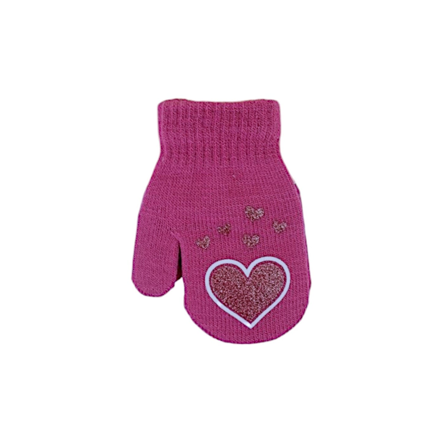 Kinder Fäustlinge mit Herzen » leichte Herbst & Frühling Handschuhe » Glitzer Herz Kinderhandschuhe » Strickhandschuhe mit glitzernden Herzen