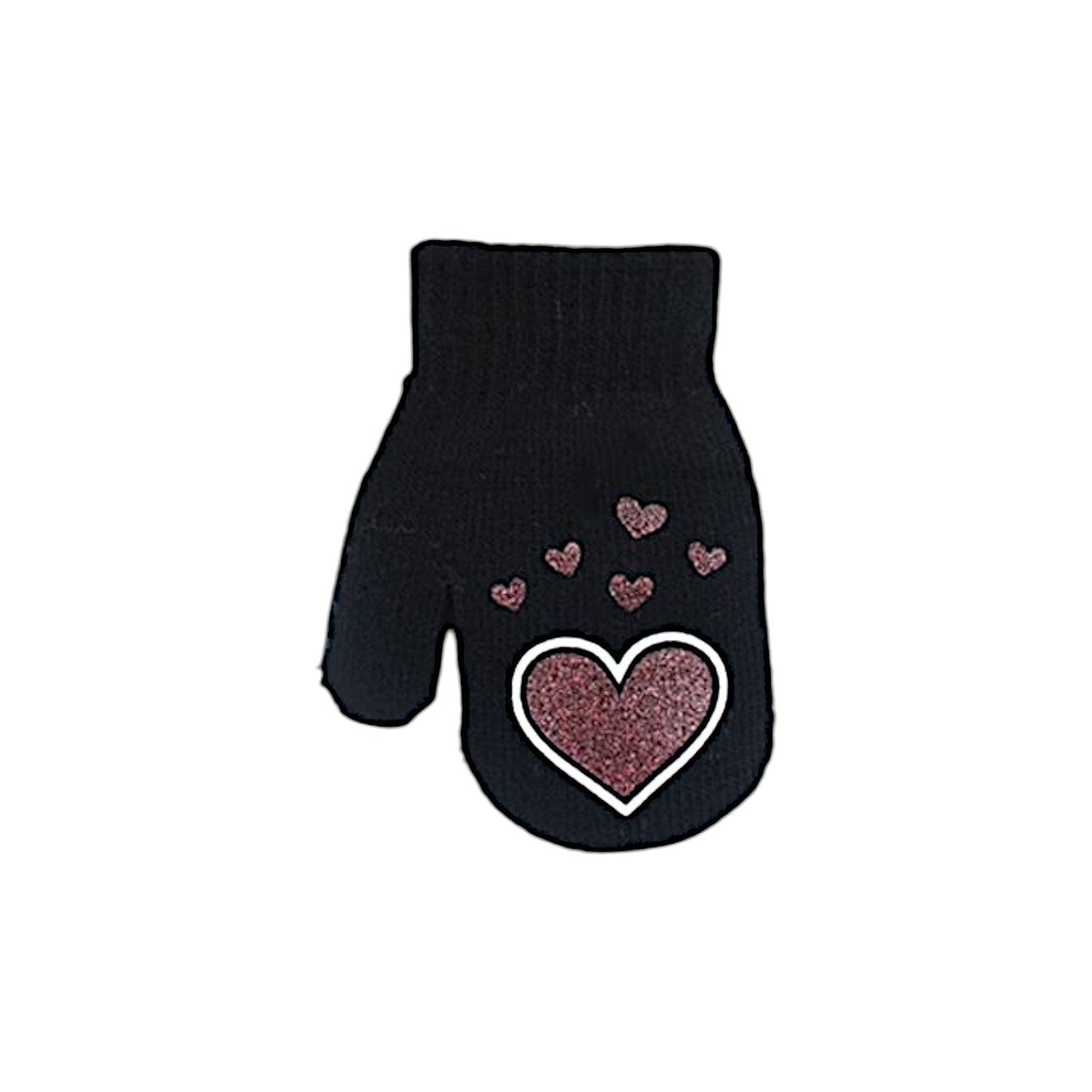 Kinder Fäustlinge mit Herzen » leichte Herbst & Frühling Handschuhe » Glitzer Herz Kinderhandschuhe » Strickhandschuhe mit glitzernden Herzen