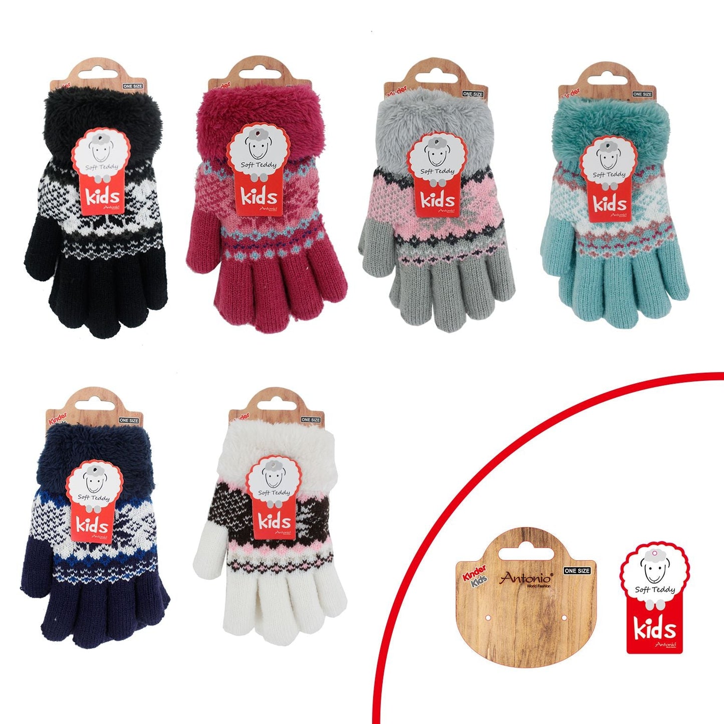 Kinder Winter Handschuhe » Fingerhandschuhe Norweger Stern » Strickhandschuhe warm gefütterte » Soft Teddy Kinderhandschuhe