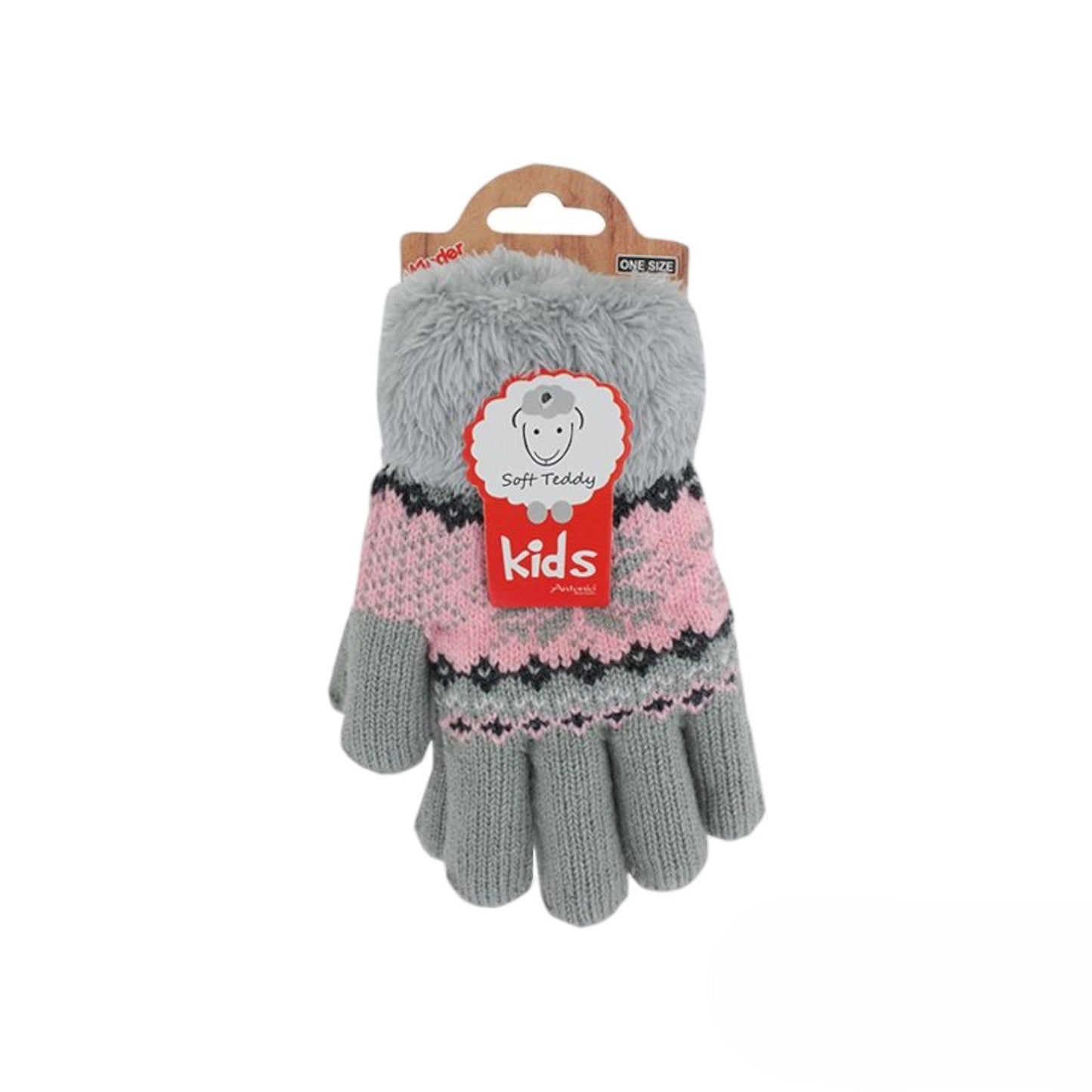 Kinder Winter Handschuhe » Fingerhandschuhe Norweger Stern » Strickhandschuhe warm gefütterte » Soft Teddy Kinderhandschuhe