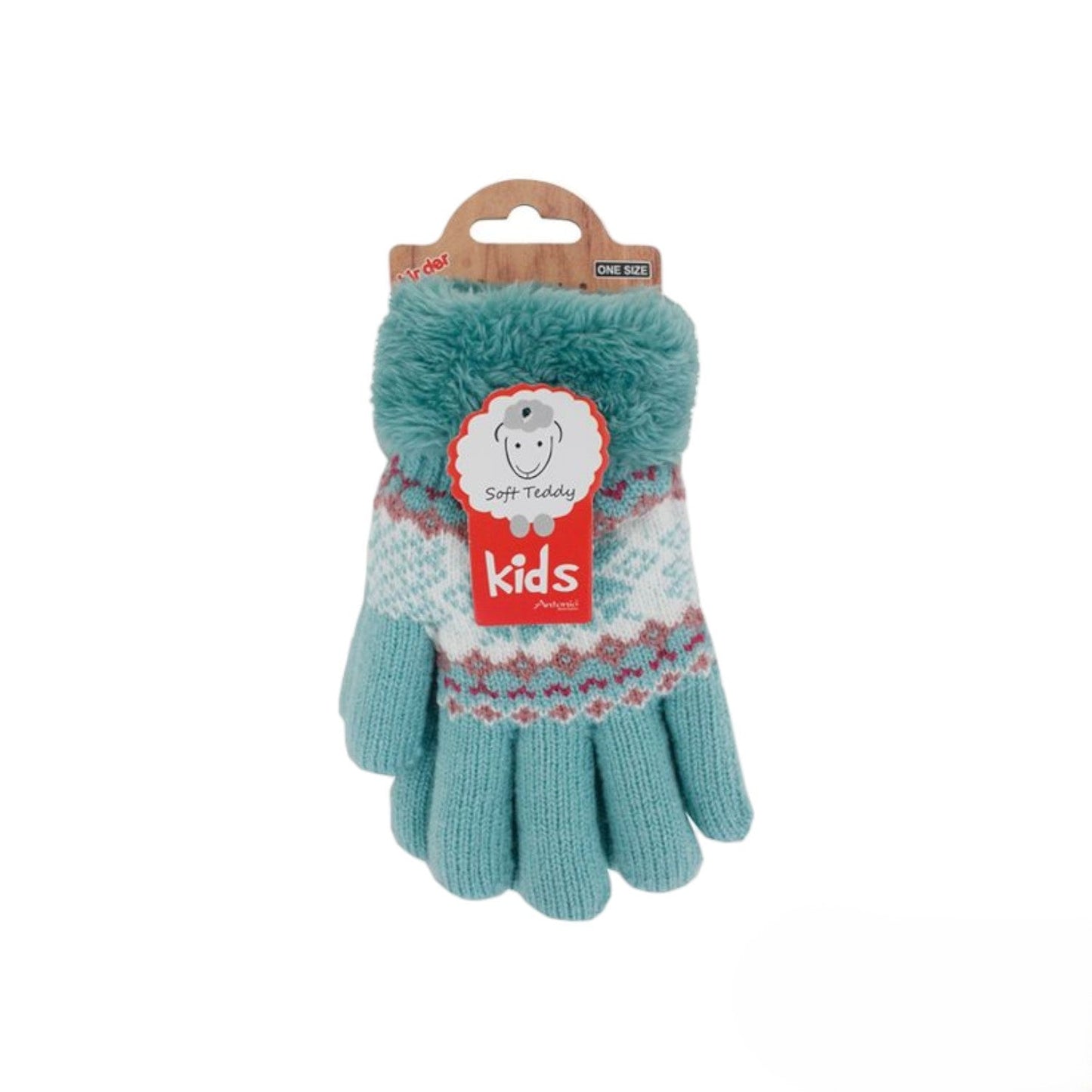 Kinder Winter Handschuhe » Fingerhandschuhe Norweger Stern » Strickhandschuhe warm gefütterte » Soft Teddy Kinderhandschuhe
