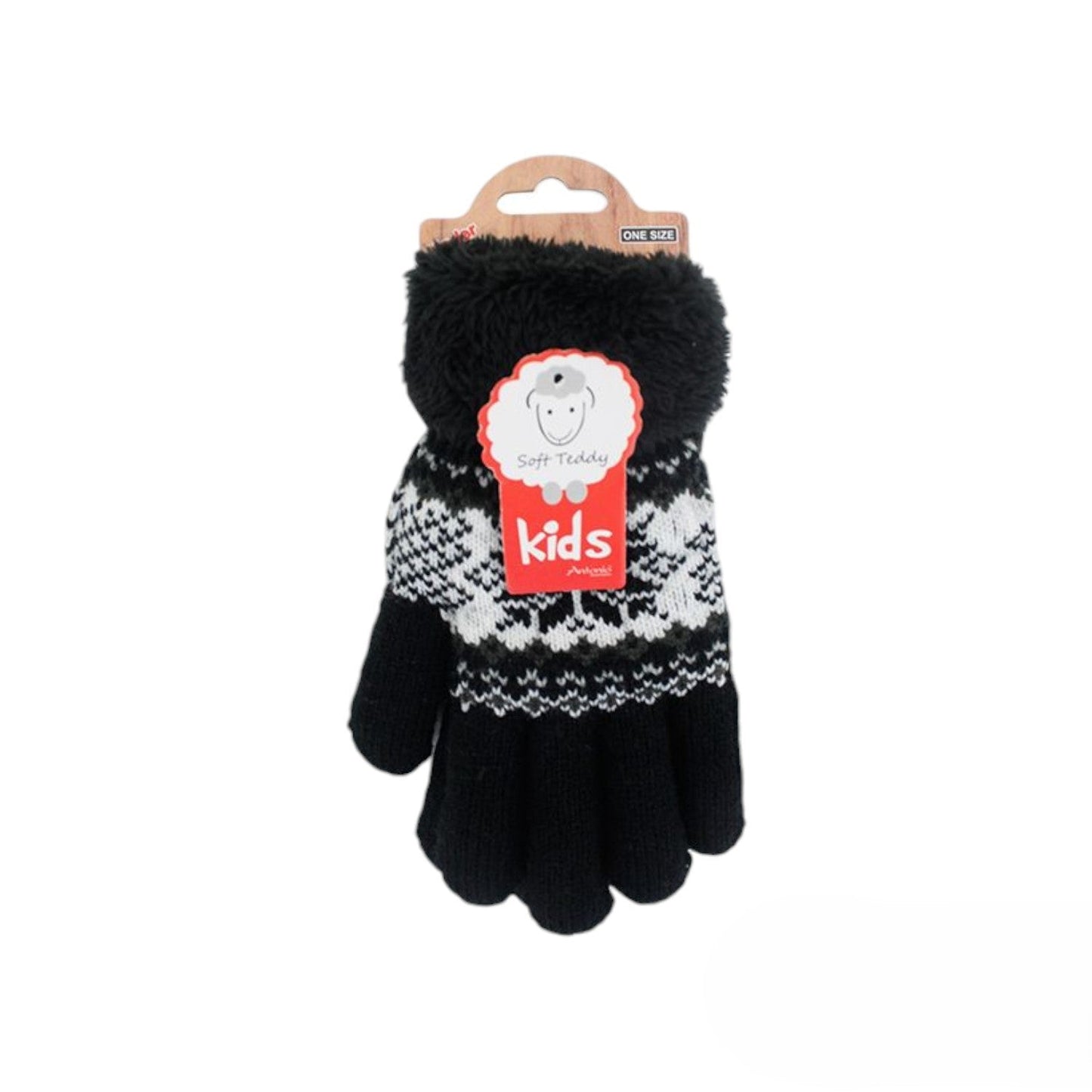 Kinder Winter Handschuhe » Fingerhandschuhe Norweger Stern » Strickhandschuhe warm gefütterte » Soft Teddy Kinderhandschuhe
