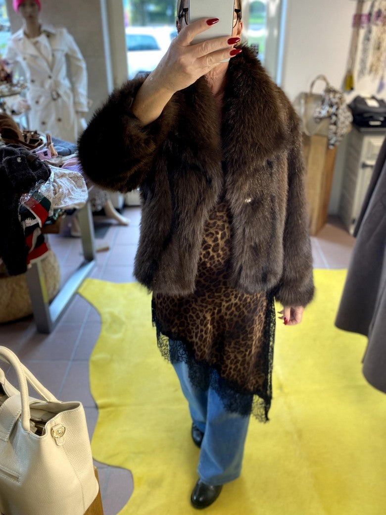 Jacke Hochwertiges Fake Fur Kunstfell Innenfutter Coffee Braun - Tyerre Trendy.ing 66032