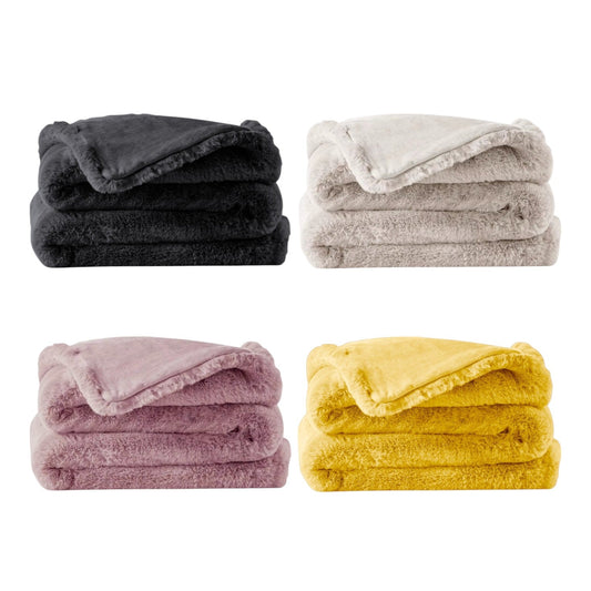 Premium Wohndecke aus Kunstfell » Dicke Hochwertige Decke » Couchdecke 150 x 200 cm » Kuscheldecke mit Wendeoptik