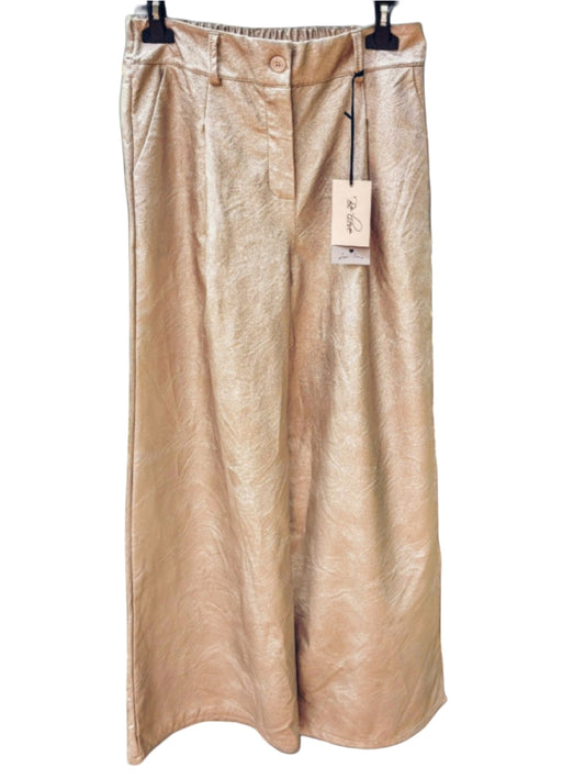 Kunstleder Hose Wide Leg Gold Champagner L/XL - von Believe