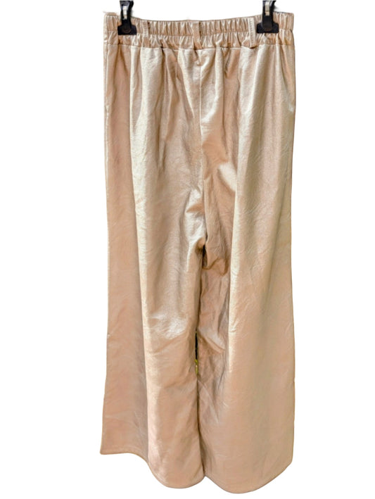 Kunstleder Hose Wide Leg Gold Champagner L/XL - von Believe