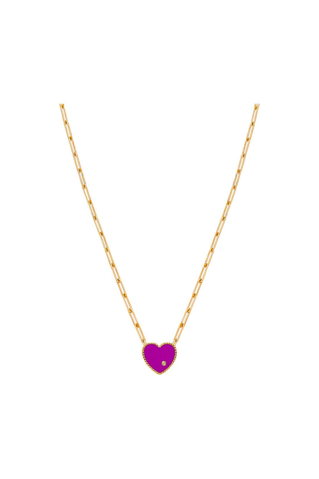 Solitär-Halskette Pm Coeur aus 9 Karat Gold und Diamant