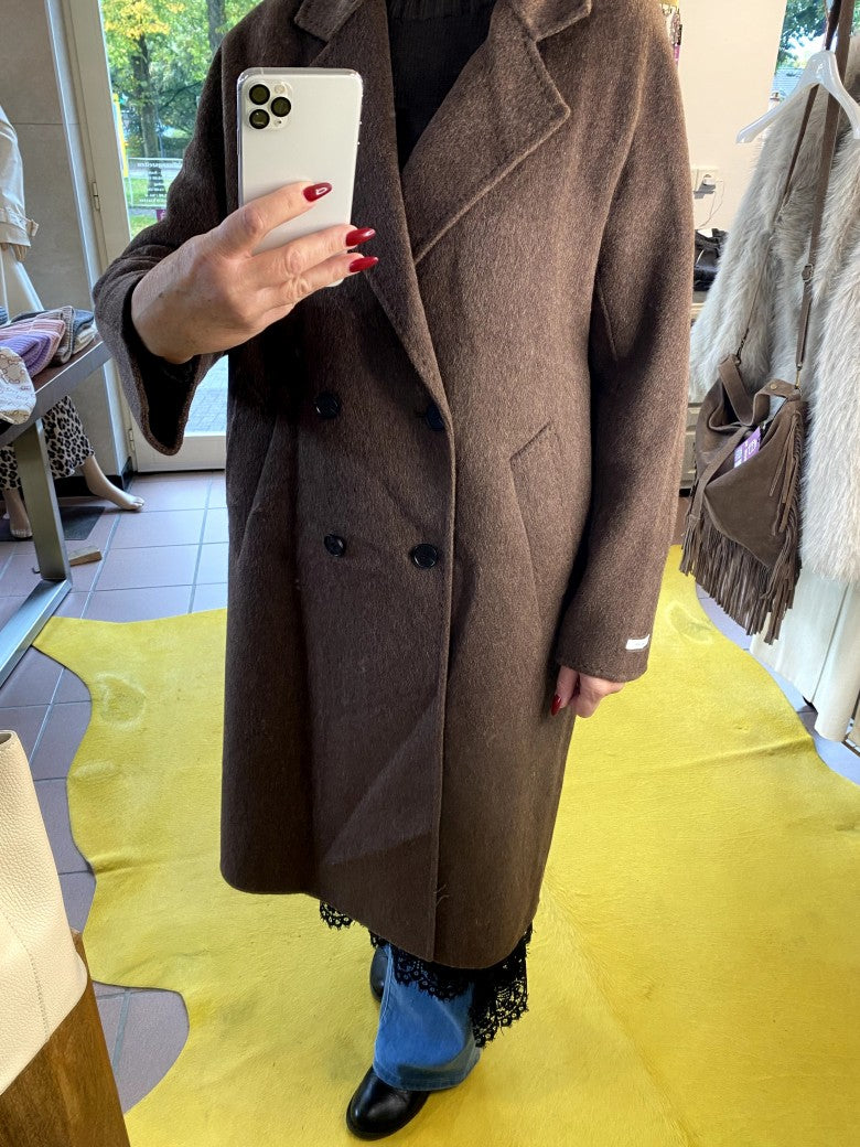 Langer Kaschmir Mantel Wollmantel Handmade Coffee Braun - von SensUniq J899