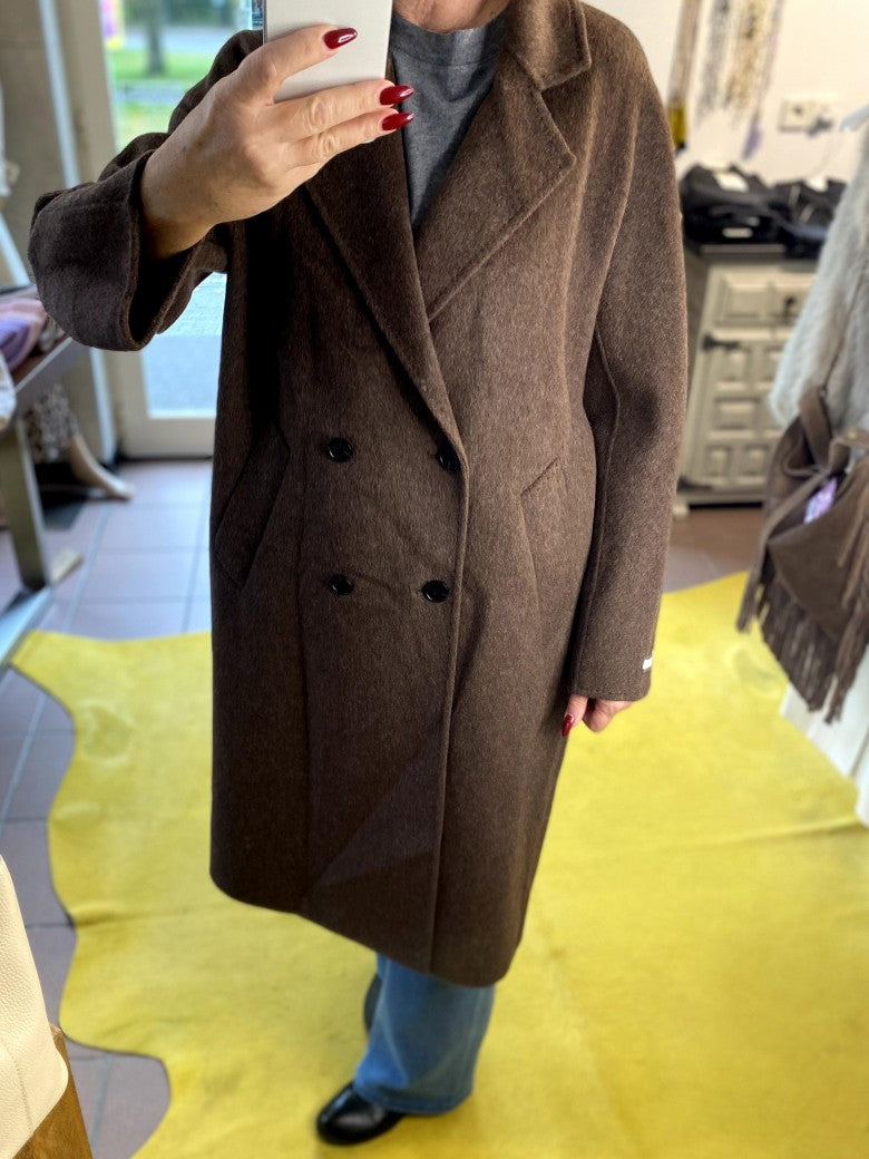 Langer Kaschmir Mantel Wollmantel Handmade Coffee Braun - von SensUniq J899