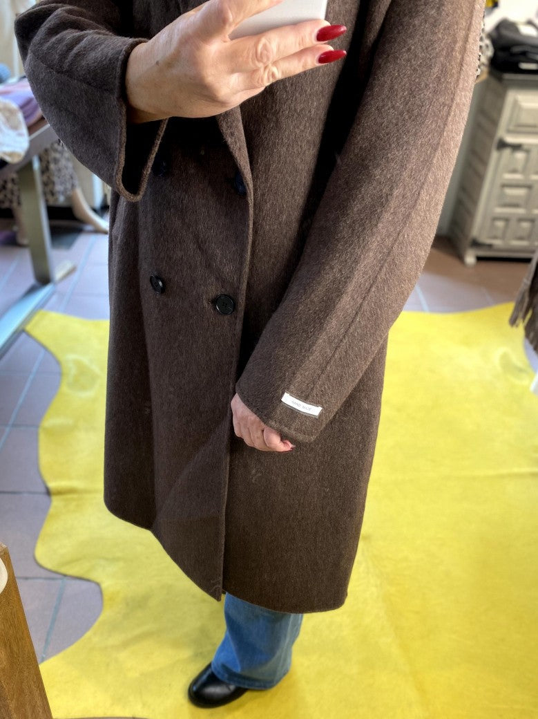 Langer Kaschmir Mantel Wollmantel Handmade Coffee Braun - von SensUniq J899