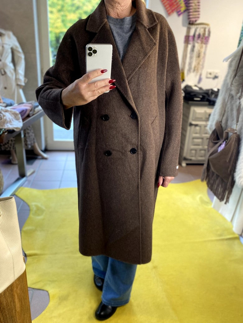 Langer Kaschmir Mantel Wollmantel Handmade Coffee Braun - von SensUniq J899