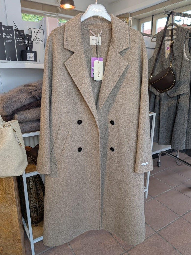 Langer Kaschmir Mantel Wollmantel Handmade Taupe - von SensUniq