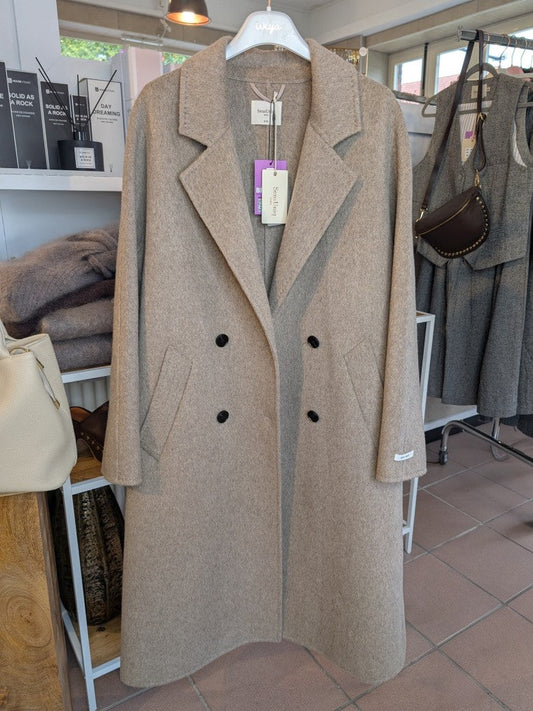 Langer Kaschmir Mantel Wollmantel Handmade Taupe - von SensUniq