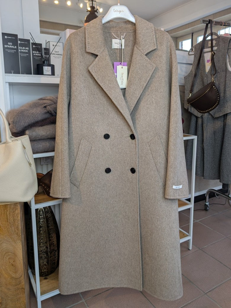 Langer Kaschmir Mantel Wollmantel Handmade Taupe - von SensUniq