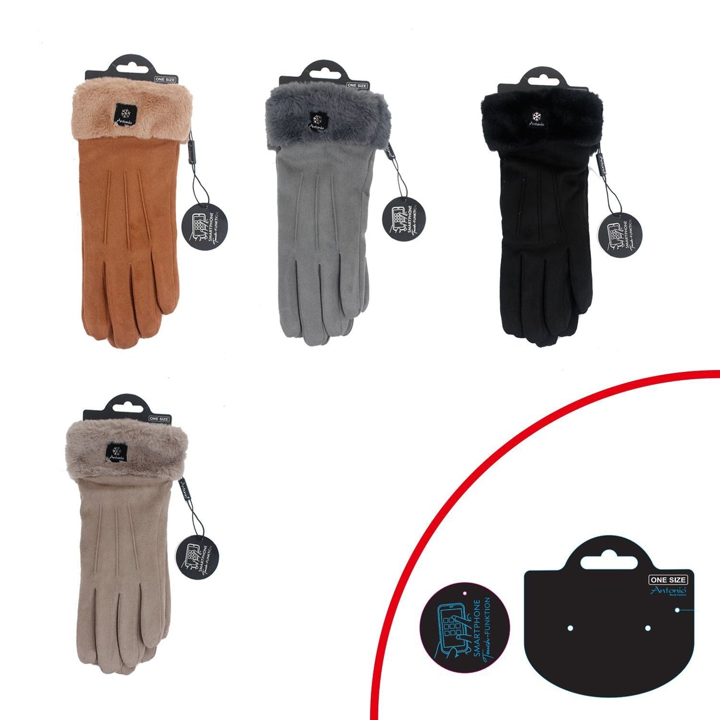 Winter Damen Handschuhe » Fingerhandschuhe mit Kunstpelz » Winterhandschuhe mit Smartphone Touch-Funktion