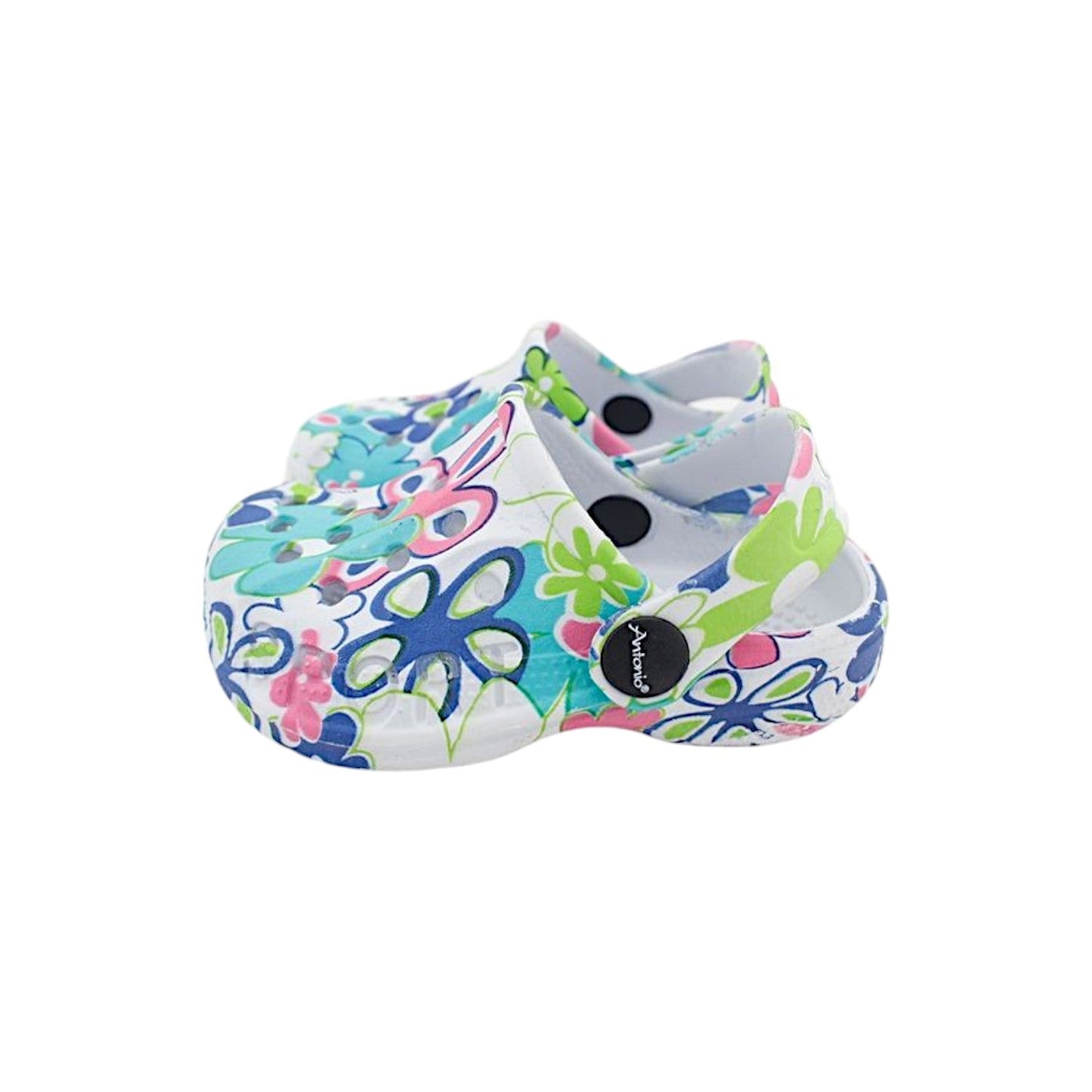 Kinder Clogs mit Blumenmuster » günstige Kinderschuhe » Kinder Badeschlappen » Schuhe für Kleinkinder » Badelatschen mit Riemen und Cut-Outs