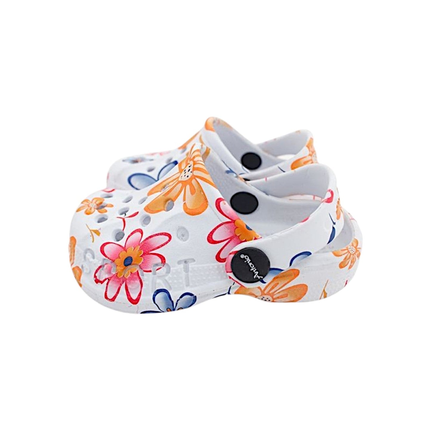Kinder Clogs mit Blumenmuster » günstige Kinderschuhe » Kinder Badeschlappen » Schuhe für Kleinkinder » Badelatschen mit Riemen und Cut-Outs