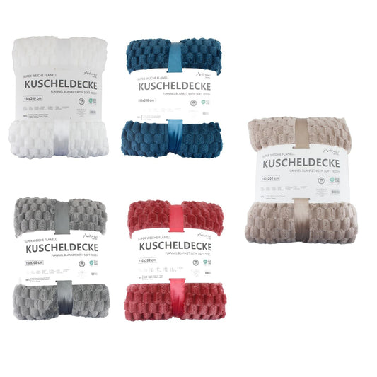 Premium Kuscheldecke » Waffeloptik Wohndecke » Couchdecke Soft Teddy | Tagesdecke 150 x 200 cm