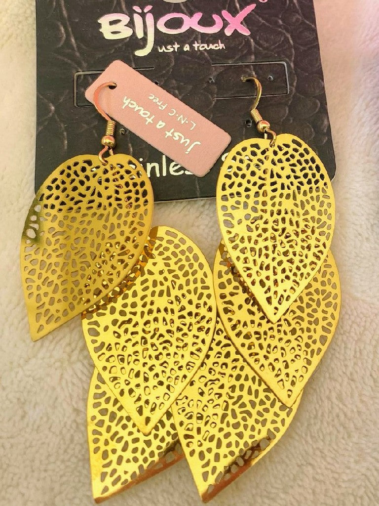 Ohrringe Blätter Gold Stainless Steel - Bijoux 8111140