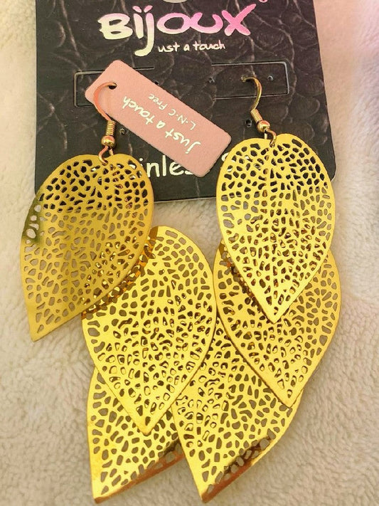 Ohrringe Blätter Gold Stainless Steel - Bijoux 8111140